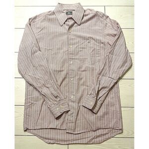 Lacoste mens tan and white button‎ up size 39 Front Left Pocket